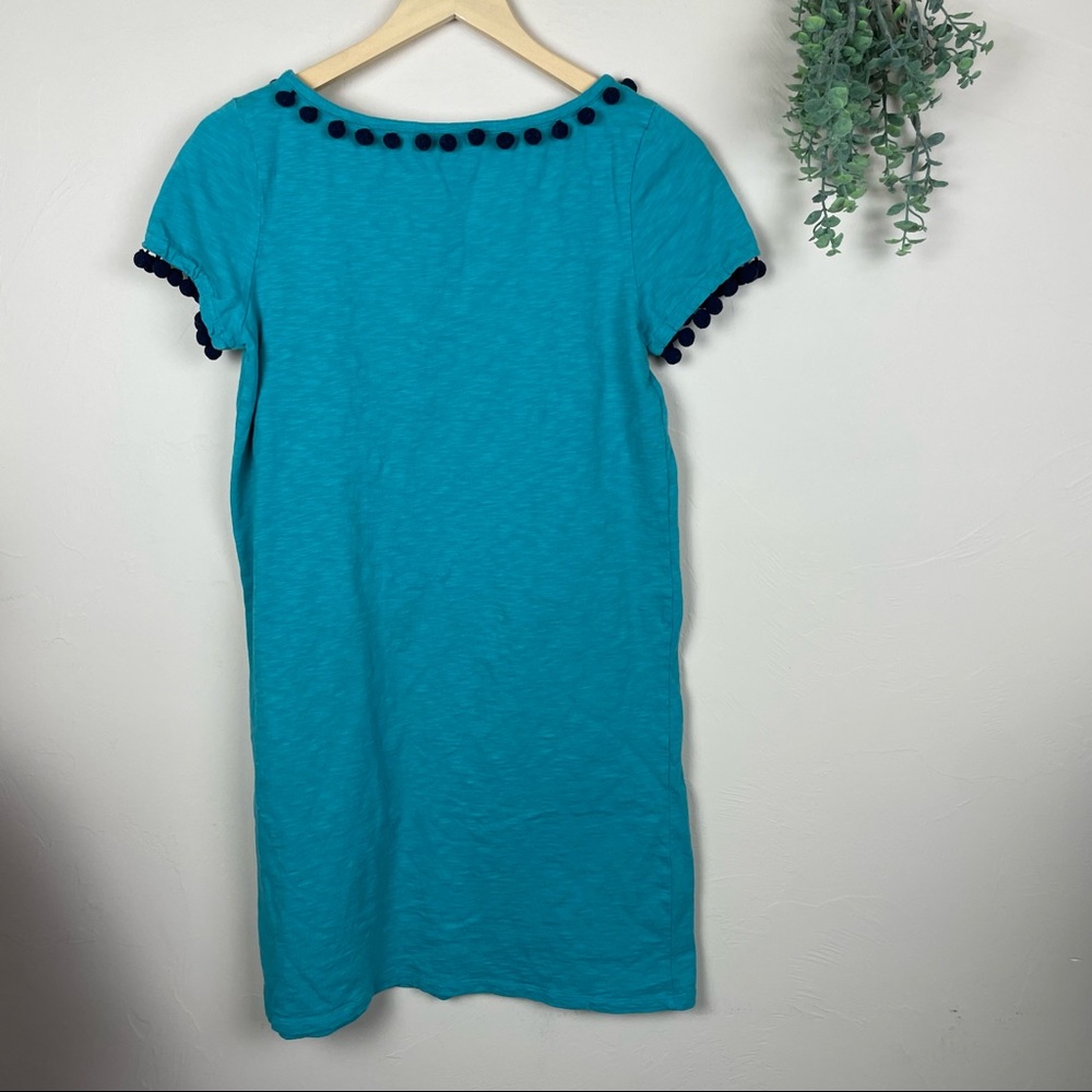 NWOT Boden Bridget T-Shirt Dress Pom Pom Blue Size 6 - Picture 3 of 5